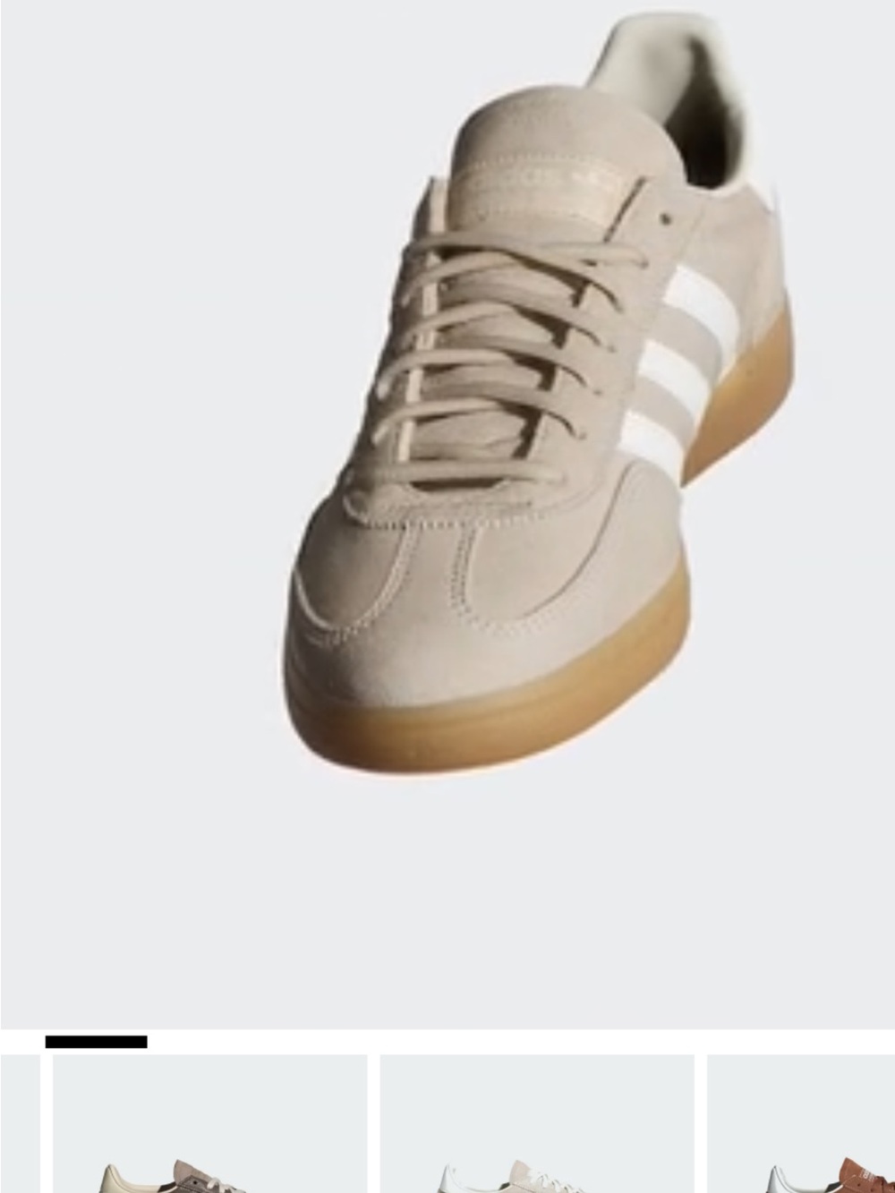 adidas Women’s Beige and White Suede Sneaker with Gum Sole